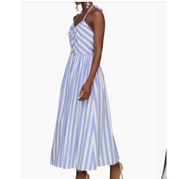 Avec les filles striped blue white cotton blend halter french chic midi size 8 - Picture 6 of 13